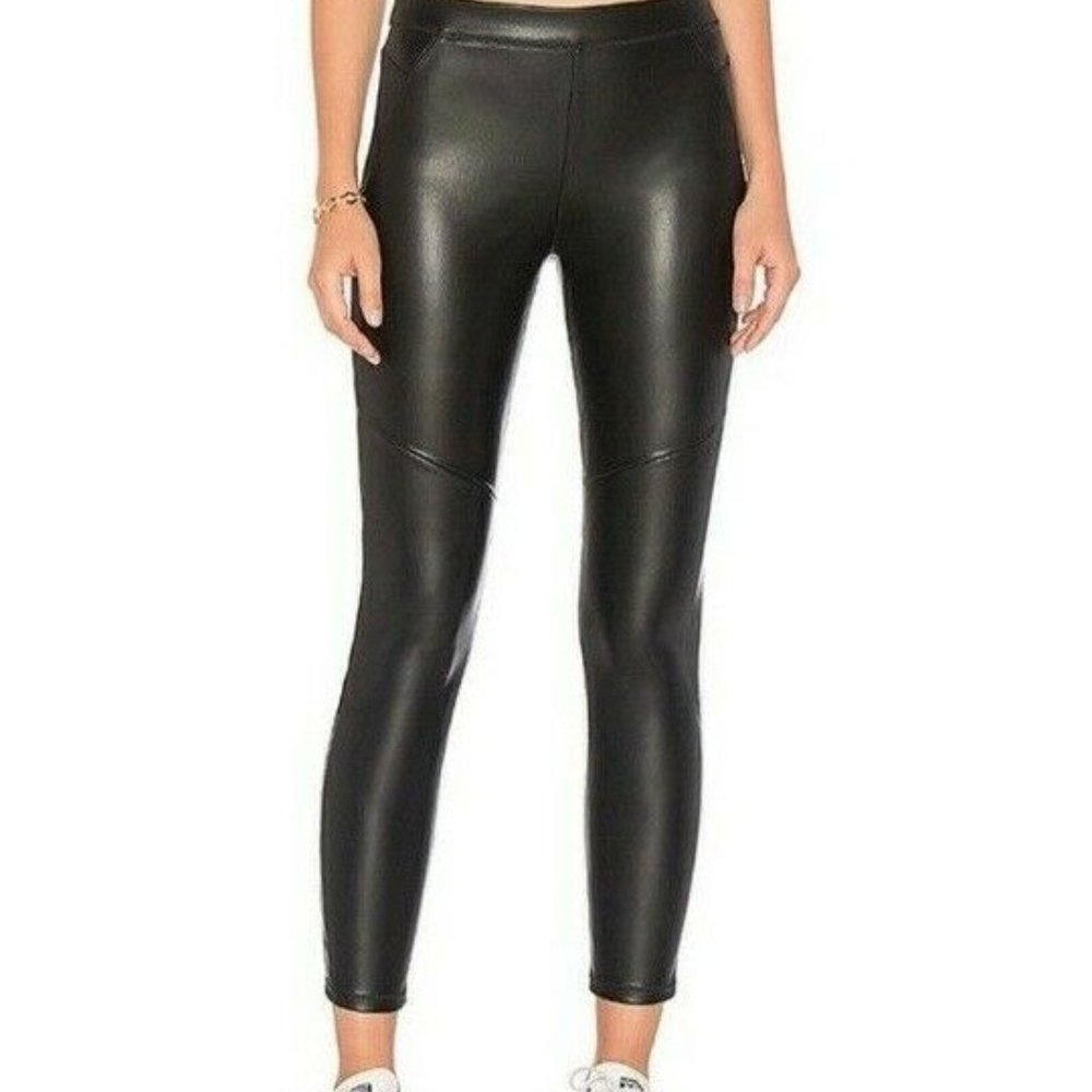 Free People Black Vegan Faux Leather Leggings 25